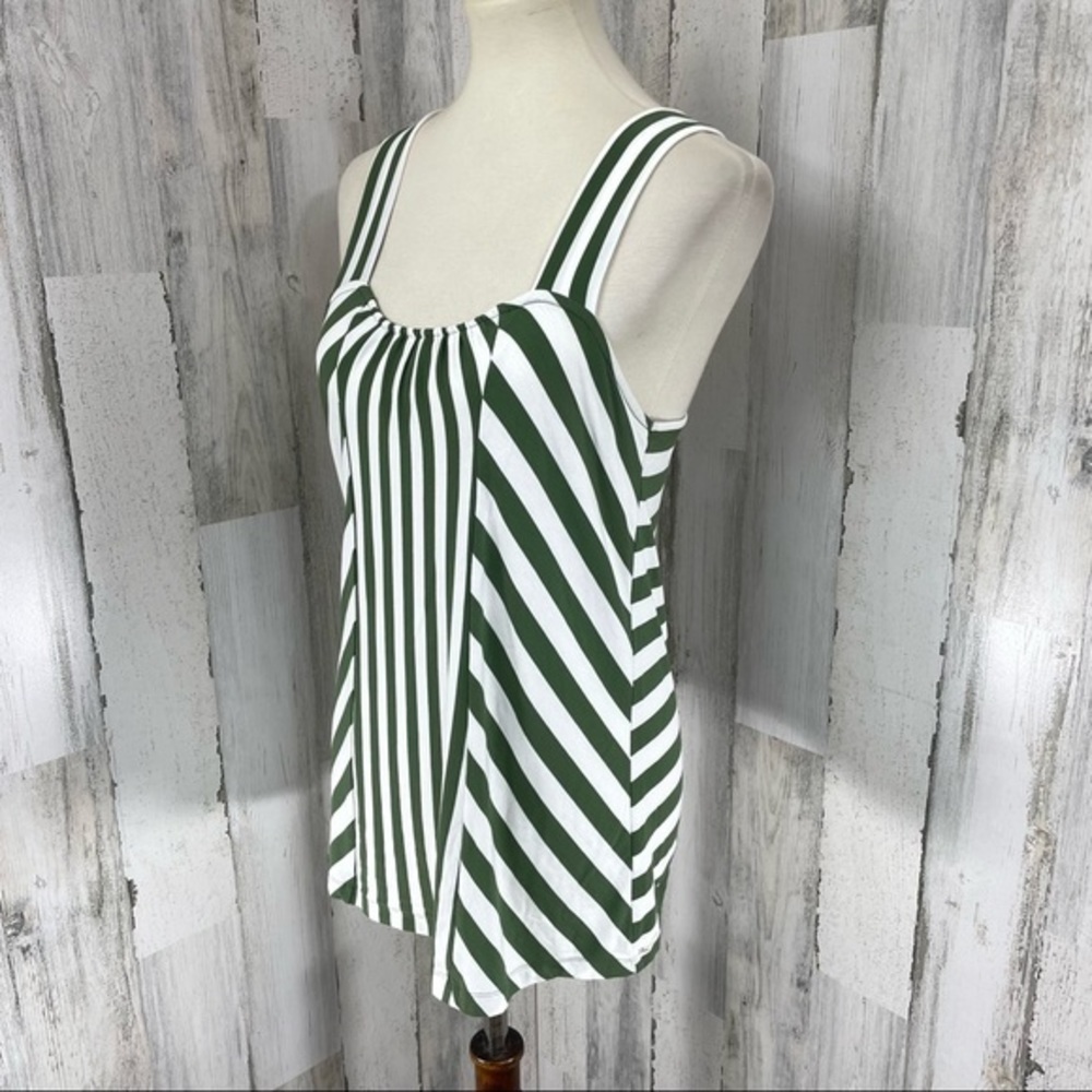 Banana Republic Green Sleeveless Bold Stripe Blouse Top Shirt Criss Cross Back S